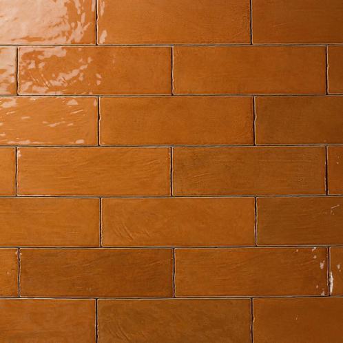 Handvorm wandtegel river 6,5x20 oranje glans wandtegel, Doe-het-zelf en Verbouw, Tegels, Wandtegels, Nieuw, 10 m² of meer, Keramiek