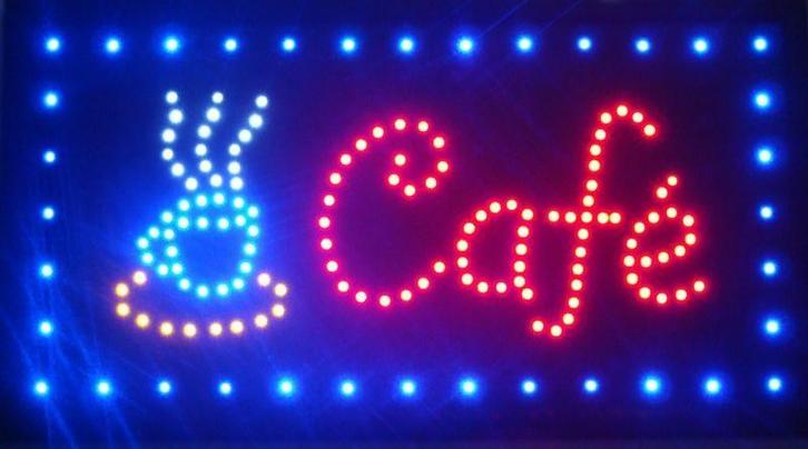 Cafe koffie lamp LED verlichting reclame bord lichtbak #D, Verzamelen, Merken en Reclamevoorwerpen, Nieuw, Verzenden