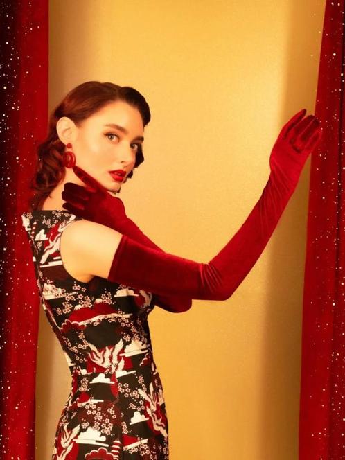 What Katie Did, Claret Long Velvet Gloves, Kleding | Dames, Ondergoed en Lingerie, Verzenden