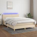 vidaXL Boxspring met matras en LED stof crèmekleurig 140x200, Huis en Inrichting, Verzenden, 140 cm, Stof, Nieuw