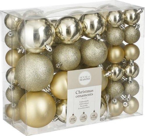 House of Seasons Plastic Kerstballen Set - 46 Stuks - Ø4/6/8, Diversen, Kerst, Zo goed als nieuw, Ophalen of Verzenden