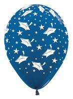 Ballonnen Graduation Hats Metallic Blue 30cm 25st, Verzenden, Nieuw
