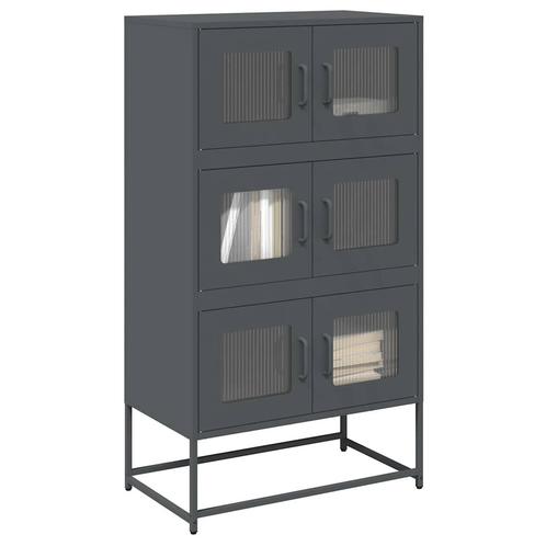 vidaXL buffetkast 68x39x123 cm staal antracietkleurig, Huis en Inrichting, Kasten | Buffetkasten, Nieuw, Metaal, Verzenden