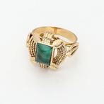 Ring - 18 karaat Geel goud - Malachiet, Sieraden, Tassen en Uiterlijk, Ringen, Nieuw