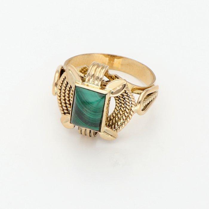 Ring - 18 karaat Geel goud - Malachiet, Sieraden, Tassen en Uiterlijk, Ringen