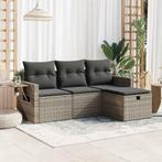 vidaXL 4-delige Loungeset met kussens poly rattan grijs, Verzenden, Nieuw, Rotan, Loungeset