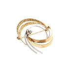 Bicolor gouden broche | Diamant 0,06 ct. (witgoud, vintage), Sieraden, Tassen en Uiterlijk, Broches, Gebruikt, Overige kleuren