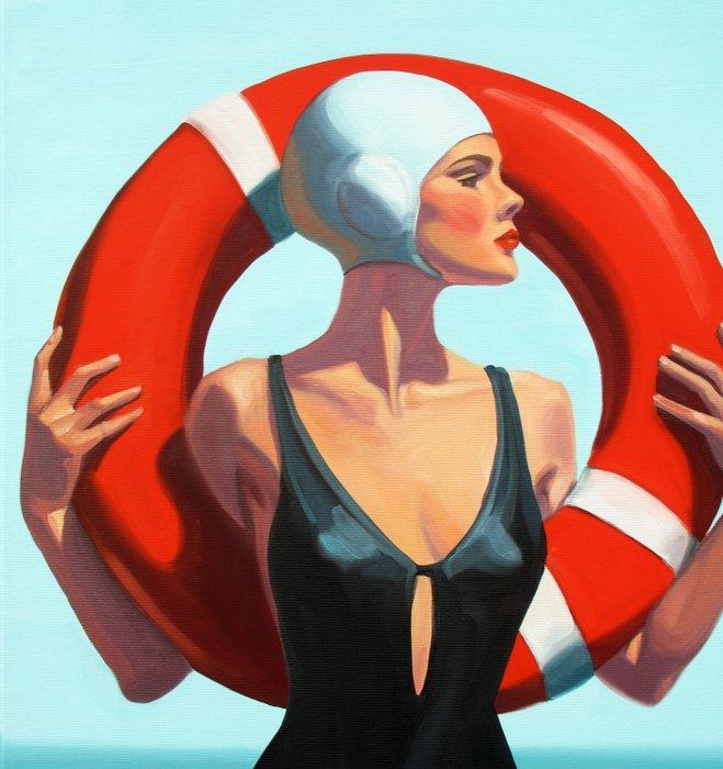 Christophe Gastaldi - Baigneuse - XL, Antiek en Kunst, Kunst | Schilderijen | Modern