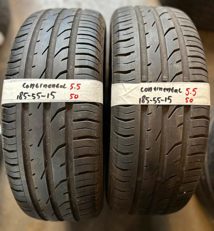 2x185-55-15 Continental zomer 5.5mm €50 per band 185 55 15, Auto-onderdelen, Banden en Velgen, 15 inch, Zomerbanden, 185 mm, Personenwagen