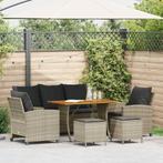vidaXL 6-delige Loungeset met kussens poly rattan lichtgrijs, Tuin en Terras, Verzenden, Nieuw, Rotan, Loungeset