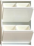 Prullenbak 4 vakken–Afvalem 60 Lt-62x25x93cm-Wit-Zwart-Grjs, Ophalen, Nieuw, 40 liter of meer, Metaal