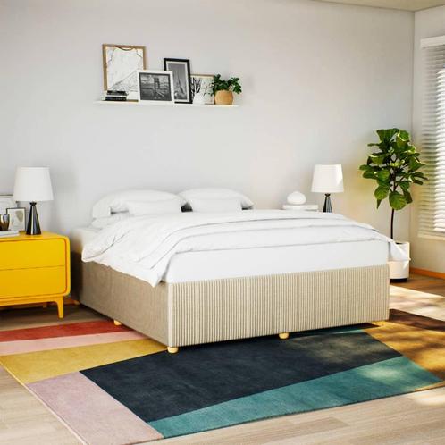 vidaXL Bedframe zonder matras stof crèmekleurig 180x200 cm, Huis en Inrichting, Slaapkamer | Bedden, 80 cm, 200 cm, Crème, Eenpersoons