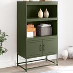 vidaXL buffetkast 68,5x38,5x123,5 cm staal olijfgroen, Huis en Inrichting, Kasten | Buffetkasten, Verzenden, 100 tot 150 cm, Nieuw