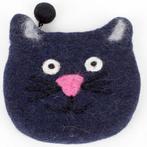 Vilten portemonnee kattenkop donkerblauw - 10x13cm NIEUW, Nieuw, Ophalen of Verzenden