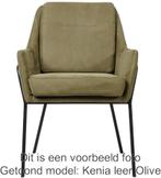 Set van 6 Taupe leren industriële design eetkamerstoelen - G, Overige kleuren, Nieuw, Leer, Ophalen of Verzenden