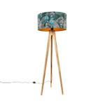 Tripod vintage hout met kap pauw groen 50 cm - Tripod, Huis en Inrichting, Lampen | Vloerlampen, Verzenden, Nieuw, Hout, Landelijk