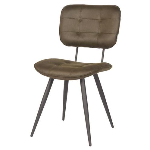 LABEL51 Eetkamerstoel Gus - Army green - Microfiber, Huis en Inrichting, Stoelen, Ophalen of Verzenden