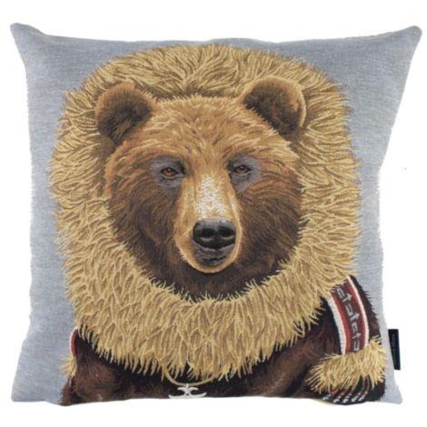 gobelin kussen jas bruine beer 45x45cm, Huis en Inrichting, Woonaccessoires | Overige, Verzenden