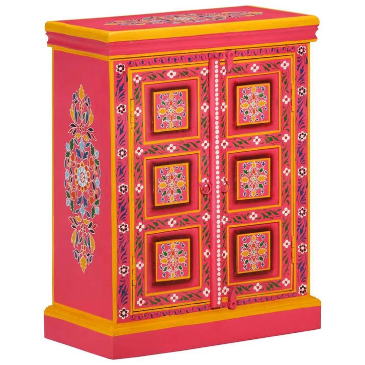 vidaXL Wandkast handgeschilderd massief mangohout roze, Huis en Inrichting, Kasten | Buffetkasten, 25 tot 50 cm, Nieuw, Overige houtsoorten