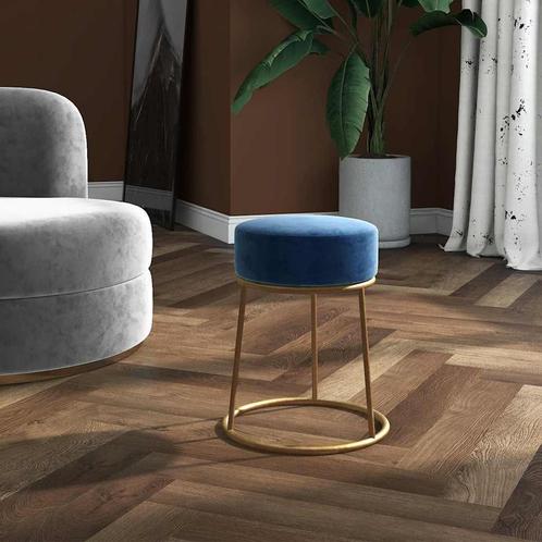 vidaXL Hocker rond fluweel blauw, Huis en Inrichting, Stoelen, Blauw, Nieuw, Verzenden