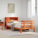 vidaXL Bed met boekenkast zonder matras grenenhout wasbruin, Verzenden, Nieuw, Bruin, Hout