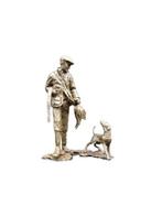 Beeld, Bronze Hunter with Catch and Dog - 15.5 cm - Brons