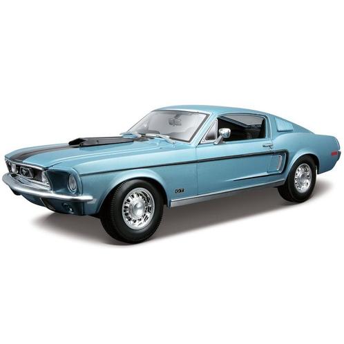 Modelauto Ford Mustang GT Cobra 1968 blauw 24 cm 1:18 - Mo.., Hobby en Vrije tijd, Modelauto's | Overige schalen, Ophalen of Verzenden