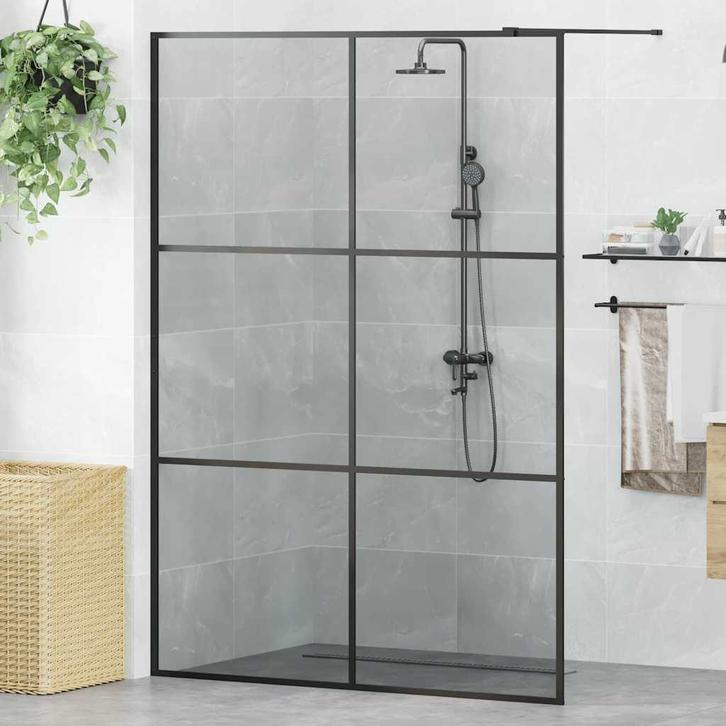 vidaXL Inloop Douche Wand Zwart 140 x 195 cm gehard glas, Doe-het-zelf en Verbouw, Sanitair, Nieuw, Verzenden
