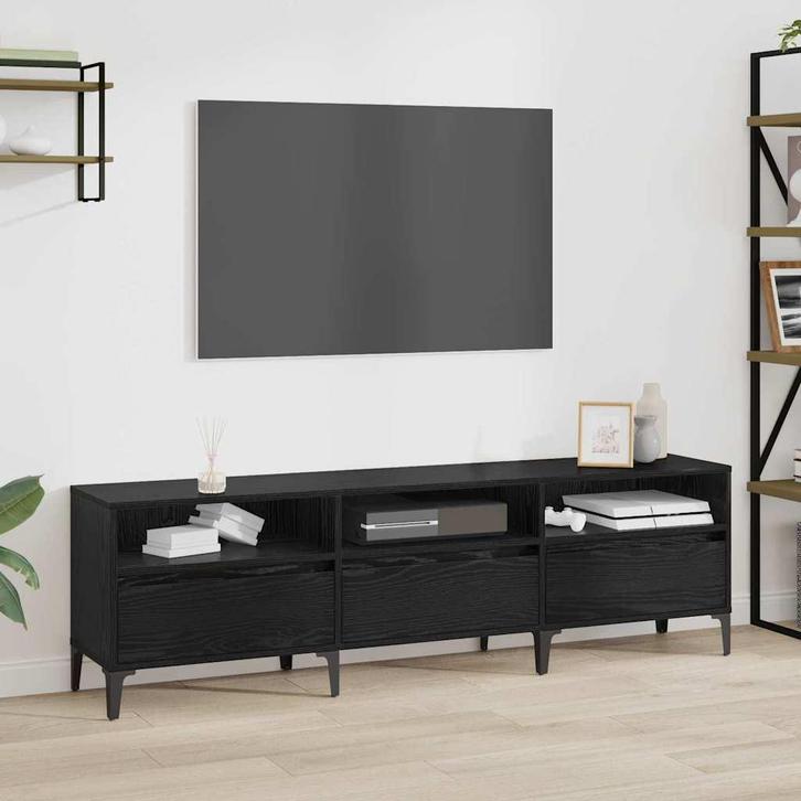 vidaXL TV-kast Zwart eiken 150 x 30 x 44.5 cm Bewerkt hout, Huis en Inrichting, Kasten | Televisiemeubels, Nieuw, Minder dan 50 cm