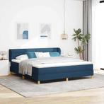vidaXL Boxspringbed met matras met hoofdeinde Blauw 180 x, Verzenden, Nieuw, Blauw, Stof
