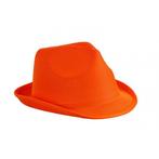 Trilby feesthoedje oranje voor volwassenen - Feesthoeden o.., Ophalen of Verzenden, Nieuw