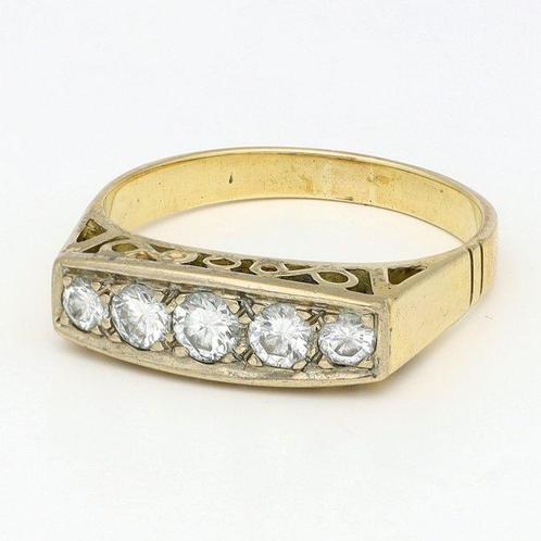 Ring - 14 karaat Geel goud - 0.36ct. tw. Diamant, Sieraden, Tassen en Uiterlijk, Ringen
