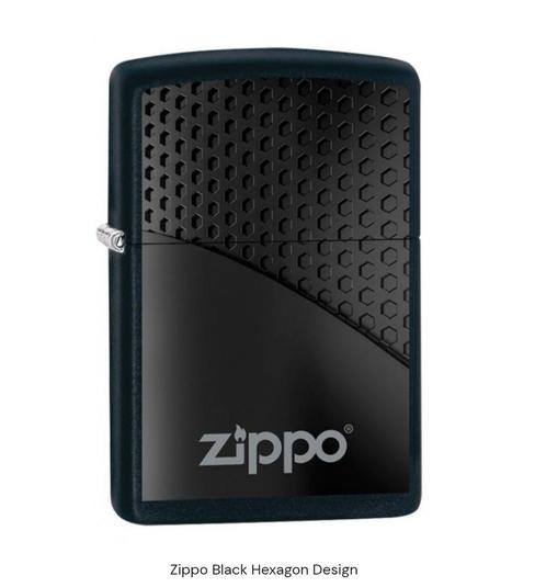 Zippo Black Hexagon Design, Verzamelen, Rookartikelen, Aanstekers en Luciferdoosjes, Aansteker, Nieuw, Verzenden