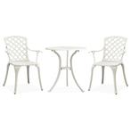 vidaXL 3-delige Bistroset gietaluminium wit, Tuin en Terras, Verzenden, Nieuw, Aluminium, 3 zitplaatsen