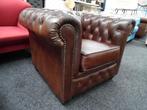 Chesterfield Maarssen !  Bruin Lederen Chesterfield Fauteuil, Huis en Inrichting, Fauteuils, Ophalen, Zo goed als nieuw, Leer