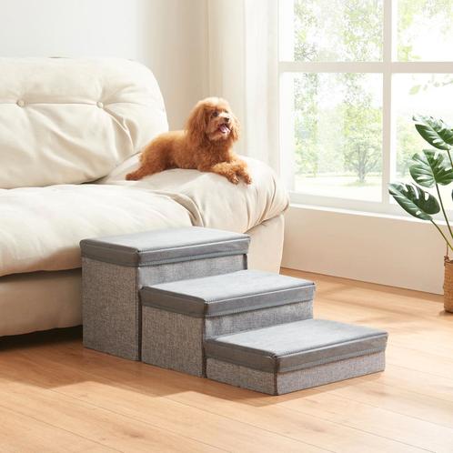 Hondentrap Vojens loopplank 75x40x30 cm grijs [en.casa], Dieren en Toebehoren, Honden-accessoires, Nieuw, Verzenden