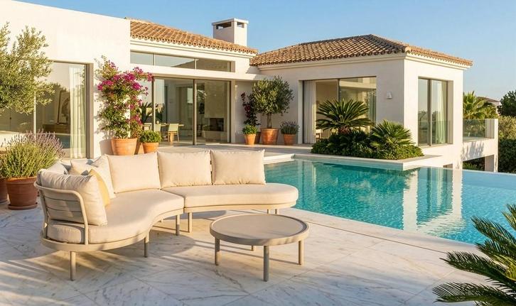 Tailor Zenza chaise loungeset beige/sand inclusief tafel |, Tuin en Terras, Tuinsets en Loungesets, Ophalen of Verzenden