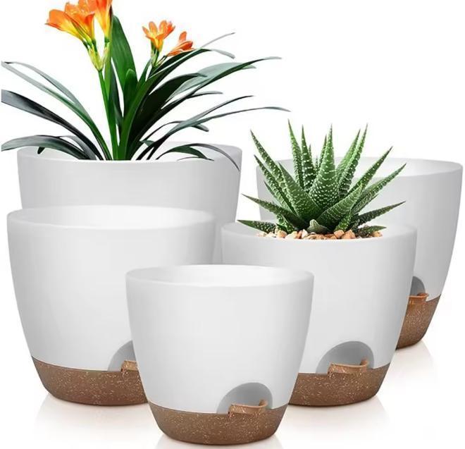 5 Zelfwaterende Plantenpotten met Drainagegat Binnen/Buiten, Tuin en Terras, Bloempotten, Nieuw, Verzenden