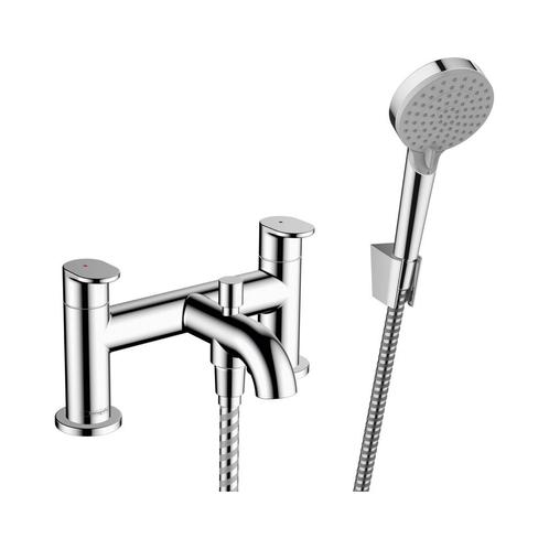 Badrandmengkraan Met Stopkraan En Handdouche HansGrohe, Doe-het-zelf en Verbouw, Sanitair, Kraan, Nieuw, Chroom, Ophalen of Verzenden
