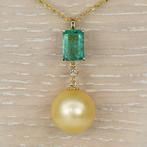 Zonder Minimumprijs - Hanger - 14 karaat Geel goud Smaragd -, Sieraden, Tassen en Uiterlijk, Antieke sieraden