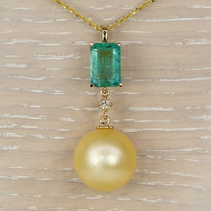 Zonder Minimumprijs - Hanger - 14 karaat Geel goud Smaragd -, Sieraden, Tassen en Uiterlijk, Antieke sieraden