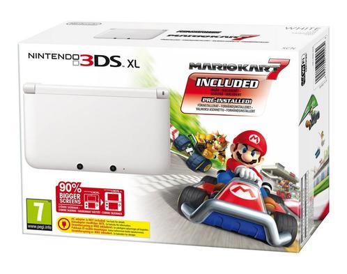 Nintendo 3DS XL Console - Wit + Mario Kart 7 (In doos), Spelcomputers en Games, Spelcomputers | Nintendo 2DS en 3DS, Zo goed als nieuw