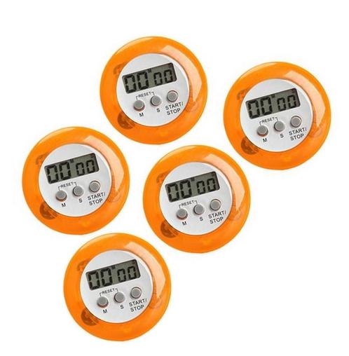 Set van 5 digitale timers, kookwekkers (alarmklok) oranje, Doe-het-zelf en Verbouw, Gereedschap | Handgereedschap, Nieuw, Ophalen of Verzenden