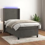 vidaXL Boxspring met matras en LED fluweel donkergrijs, Huis en Inrichting, Slaapkamer | Bedden, 90 cm, Eenpersoons, Verzenden