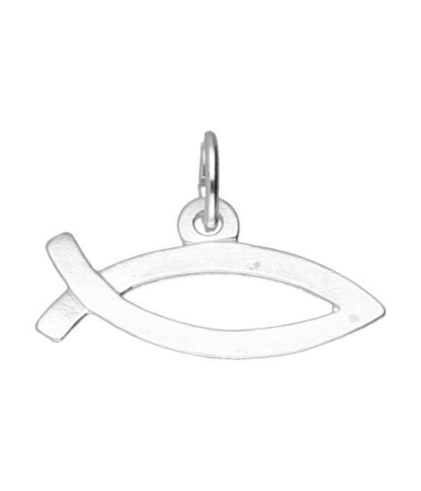 Zilveren Ichtus ketting hanger - breed, Sieraden, Tassen en Uiterlijk, Kettinghangers, Verzenden
