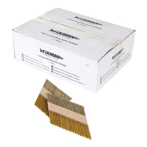 Fixman Gegalvaniseerde ringnagels - Ø 3.1 x 90 mm - Weerb.., Doe-het-zelf en Verbouw, Overige Doe-het-zelf en Verbouw, Nieuw, Ophalen of Verzenden