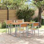 vidaXL Tuin Eetset 5 pcs Grijs en bruin 140 x 80 x 75 cm, Tuin en Terras, Tuintafels, Verzenden, Nieuw