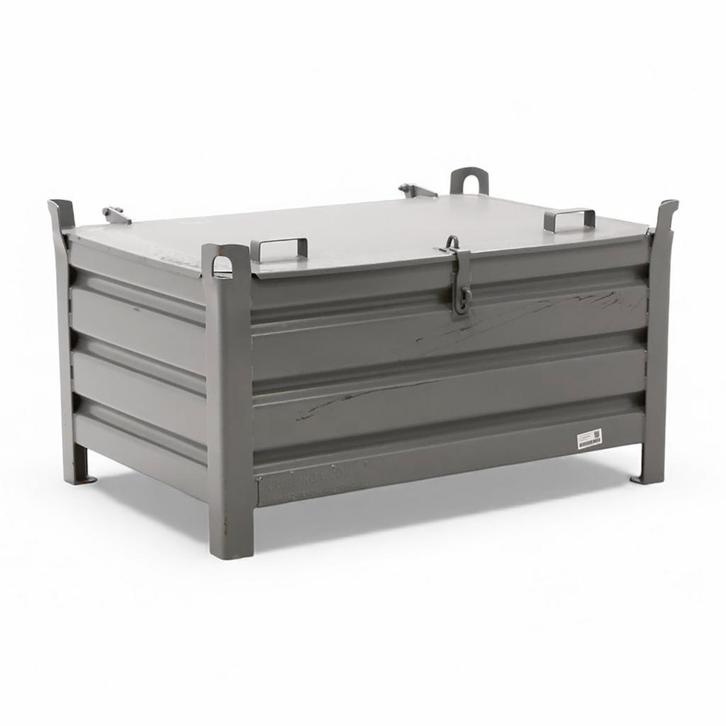 Gebruikte Stapelbak staal anti-diefstal met deksel, Zakelijke goederen, Kantoor en Winkelinrichting | Magazijn, Stelling en Opslag