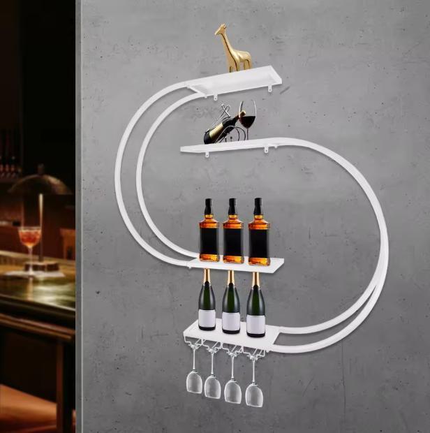 Wand Wijnrek 4 Lagen – Met Glashouder en Wijnopbergruimte, Huis en Inrichting, Woonaccessoires | Wijnrekken, Nieuw, Verzenden