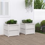 vidaXL Plantenbakken 2 st cm massief grenenhout wit, Verzenden, Nieuw, 60 tot 100 cm, 60 cm of meer